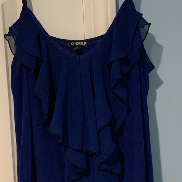 Express blue tank top with ruffle front - Picture 3 of 6